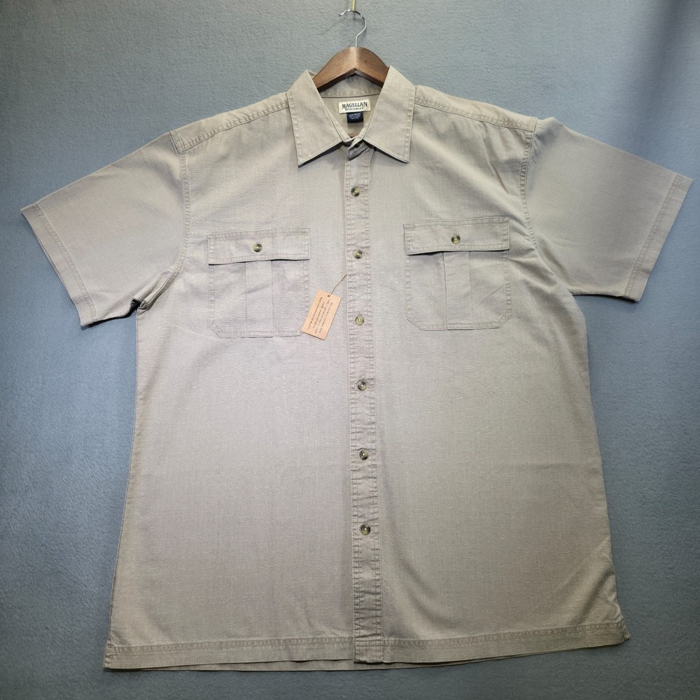 Magellan‎ Sportswear Men's Brown Short Sleeve Button Up Shirt Size XL NWOT